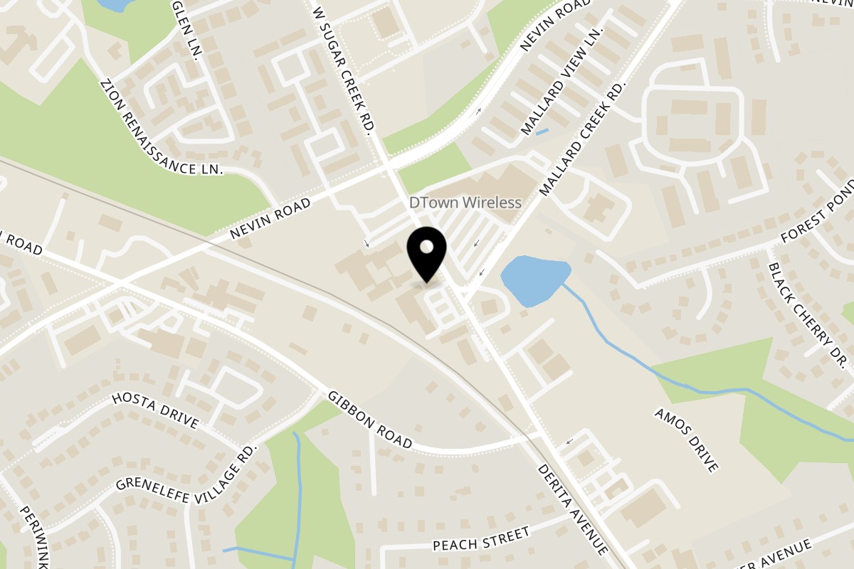 Map showing the location of US Fried Chicken Sugar Creek on 2823 W Sugar Creek Rd in Charlotte